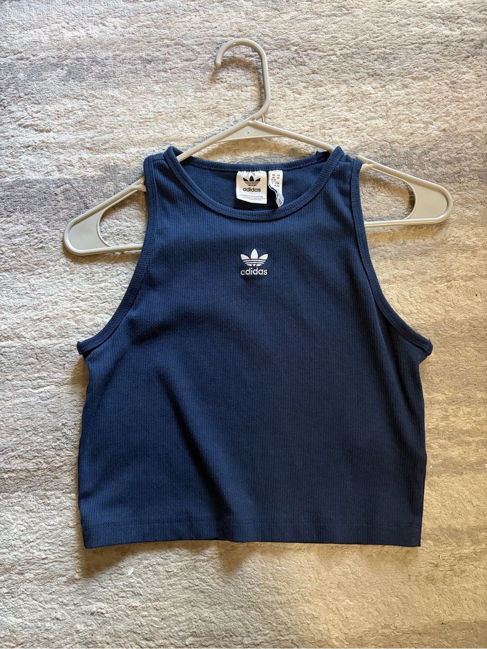 Adidas ribbed tank top navy M